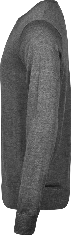 Crew Neck trøje med merinould Herre, Grå - Style 6000