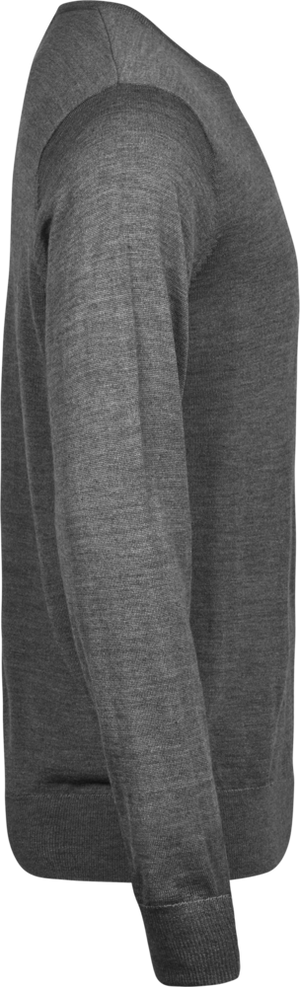 Crew Neck trøje med merinould Herre, Grå - Style 6000