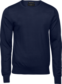 Crew Neck trøje med merinould Herre, Navy - Style 6000