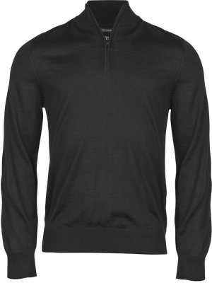 Half Zip Strik Herre, Sort - Style 6010