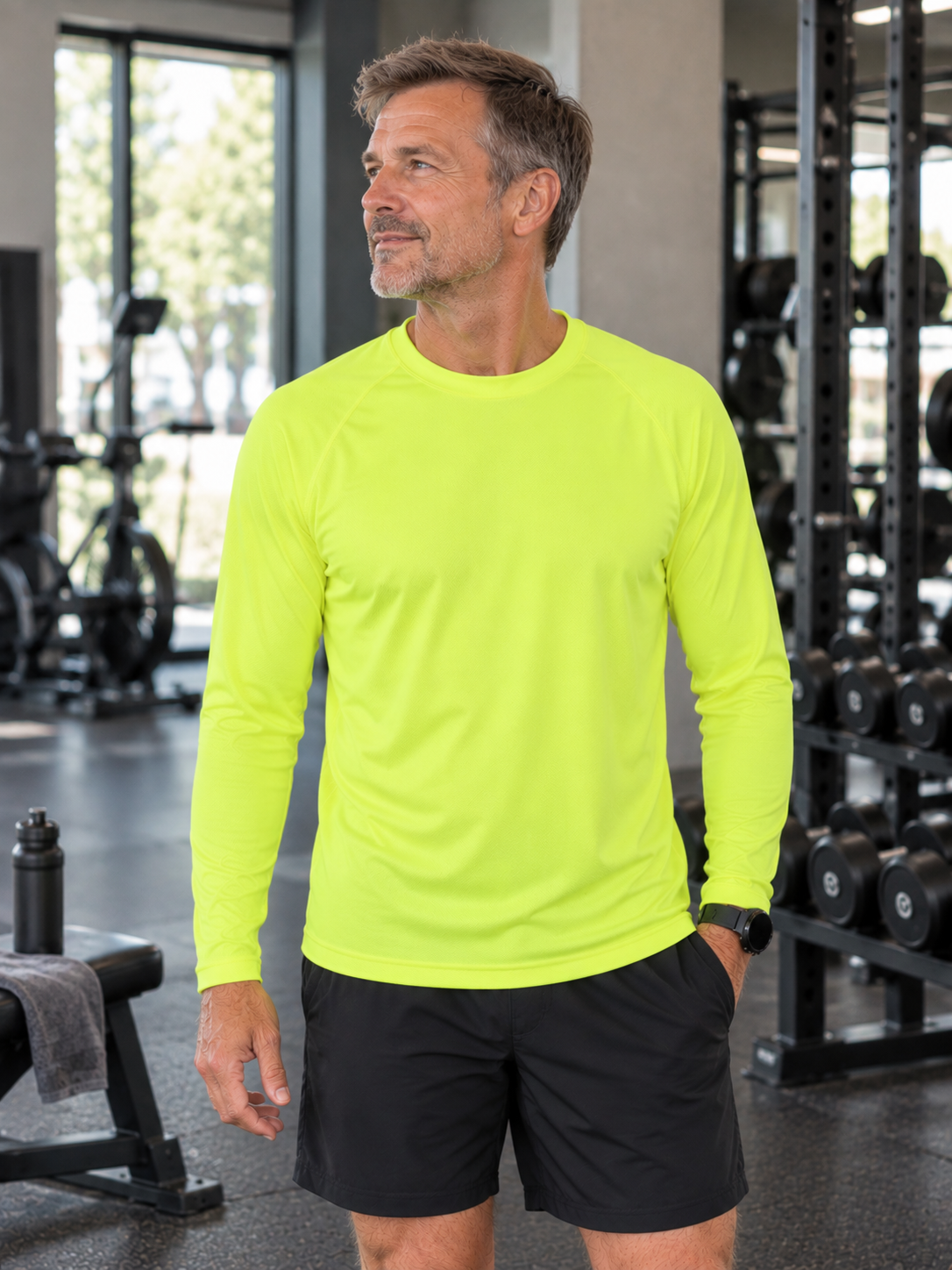 Langærmet Trænings T-shirt Herre, Gul