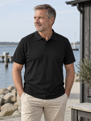 Classic Poloshirt Herre, Sort