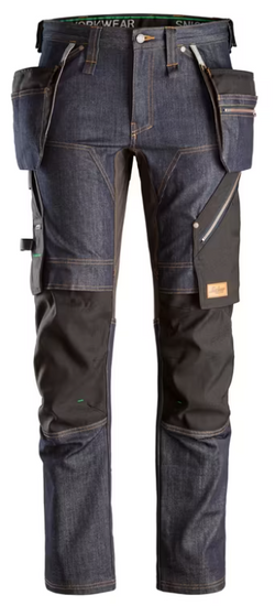 Snickers FlexiWork denim håndværkerbukser 6955, Denim/Sort