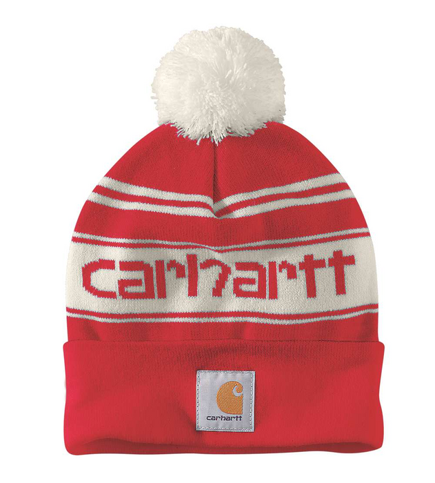 Carhartt Logo Beanie, Rød Vinter Hvid- Carhartt 105168 - R72