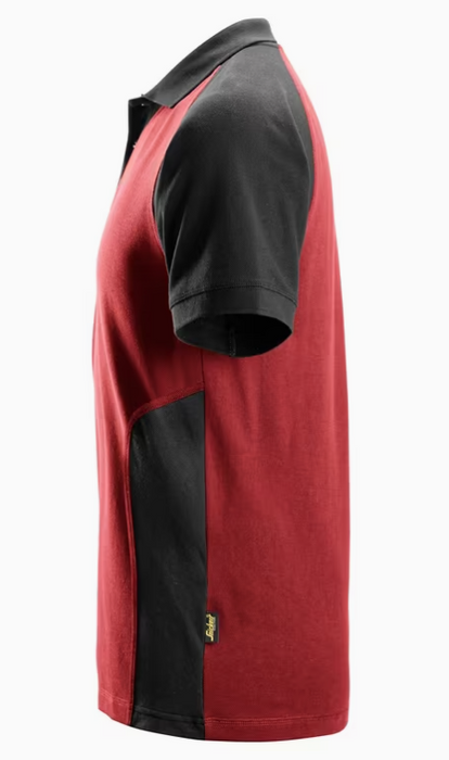 Klassisk Tofarvet Poloshirt, Chili rød/Sort, Herre - Snickers 2750