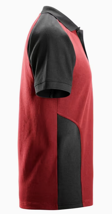 Klassisk Tofarvet Poloshirt, Chili rød/Sort, Herre - Snickers 2750