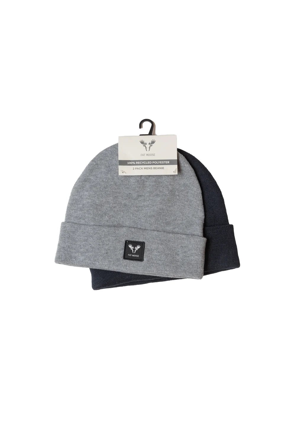 Base 2-Pack Beanie, Navy/Grå melange, Fat Moose FM2795