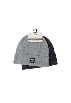 Base 2-Pack Beanie, Navy/Grå melange, Fat Moose FM2795