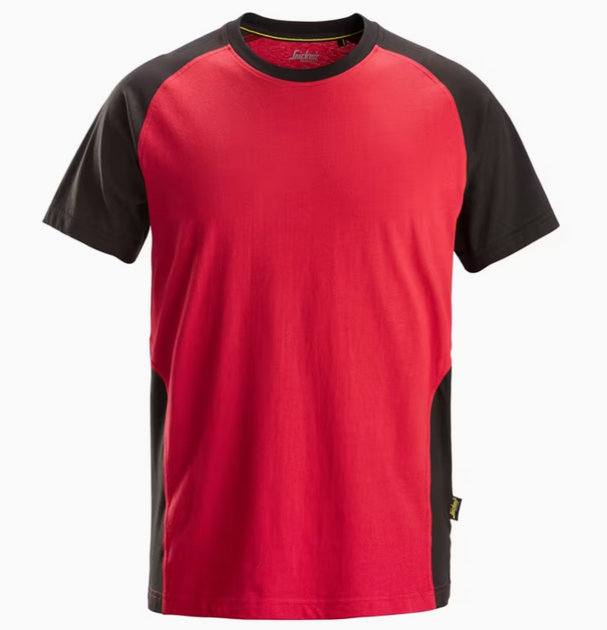 Tofarvet T-shirt, Herre, Chili rød/Sort - Snickers 2550