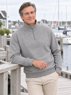Premium Comfort Half Zip Sweat, Oxford Grå