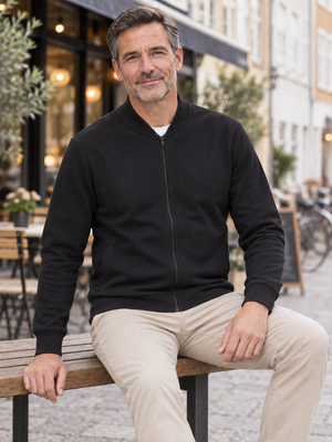 Premium Comfort Cardigan med Lav Krave, Sort