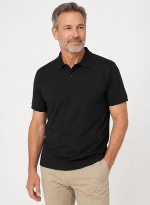 Klassisk Herre Polo T-shirt – 100% Bomuld, Regular Fit, Sort - 2020