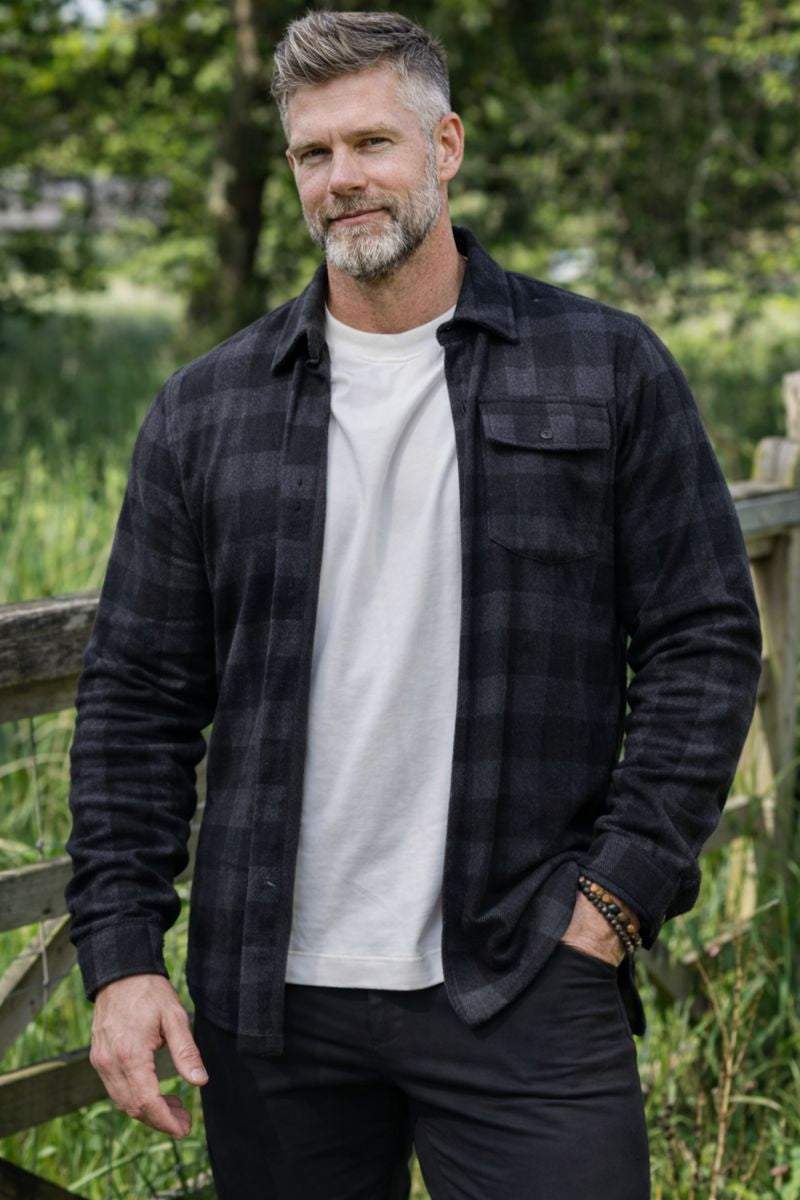 Luksus Skovmandsskjorte i Sort/Grå, Herre - Vimpulze