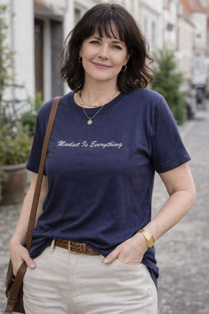 Bambus Dame T-shirt "Mindset is everything" i Navy – Vimpulze