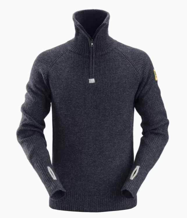 Snickers AllroundWork uldtrøje med kort lynlås 2905, Marine