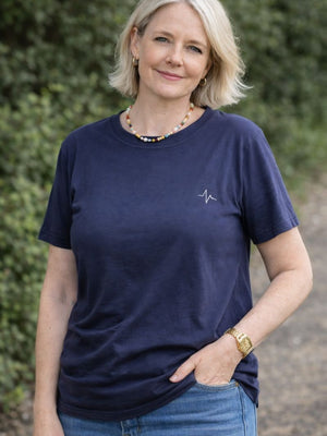 Eksklusiv Bambus Dame T-shirt i Navy – Vimpulze