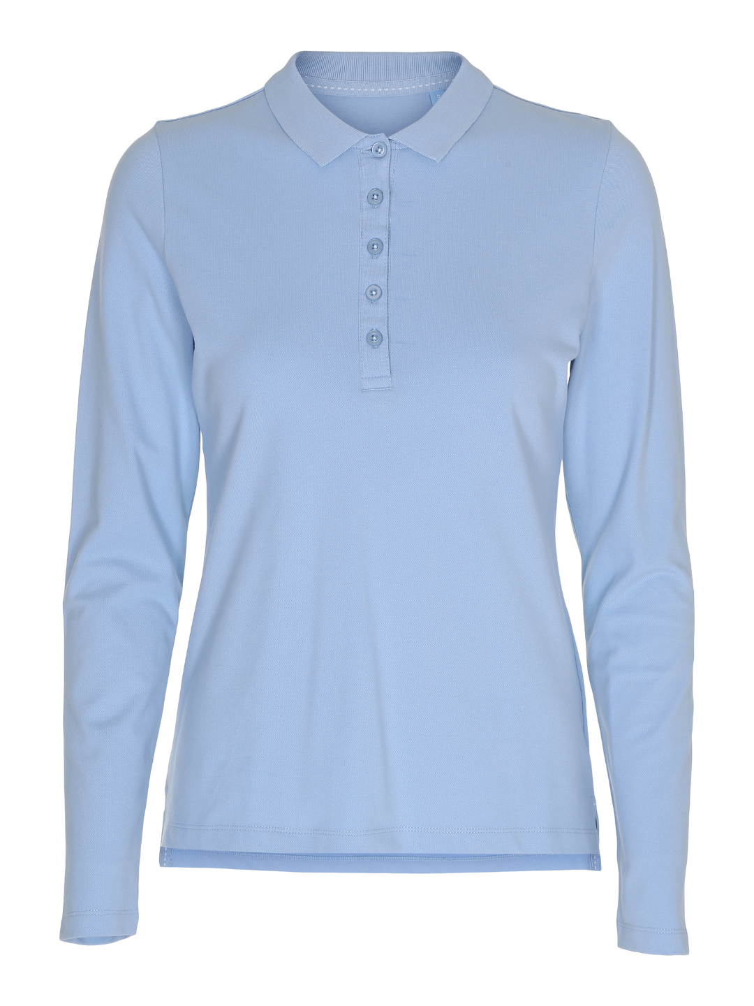 Stretch Langærmet Poloshirt Dame, Lyseblå