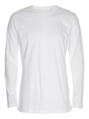 Basic Langærmet T-shirt Herre, Hvid