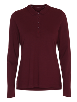 Stretch Langærmet Poloshirt Dame, Bordeaux