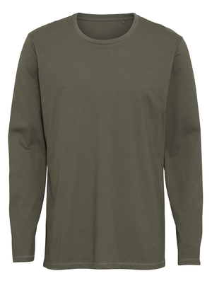 Basic Langærmet T-shirt Herre, Olivengrøn
