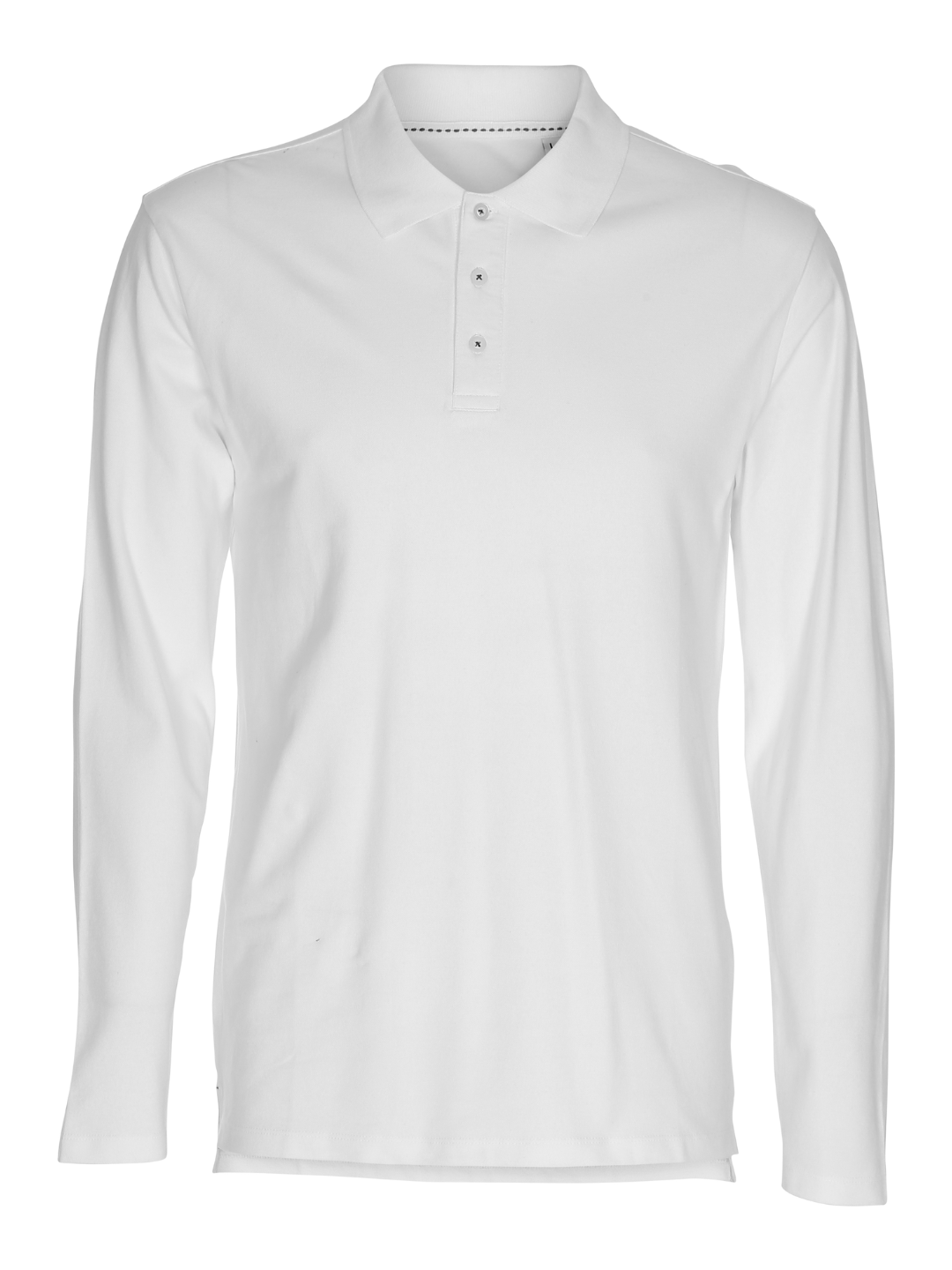 Stretch Langærmet Poloshirt Herre, Hvid
