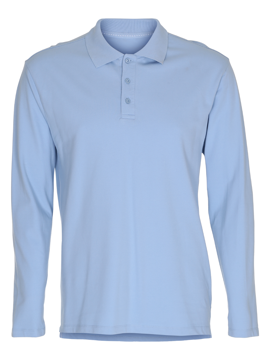 Stretch Langærmet Poloshirt Herre, Lyseblå