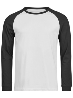 Baseball tofarvet langærmet t-shirt, Hvid/Sort