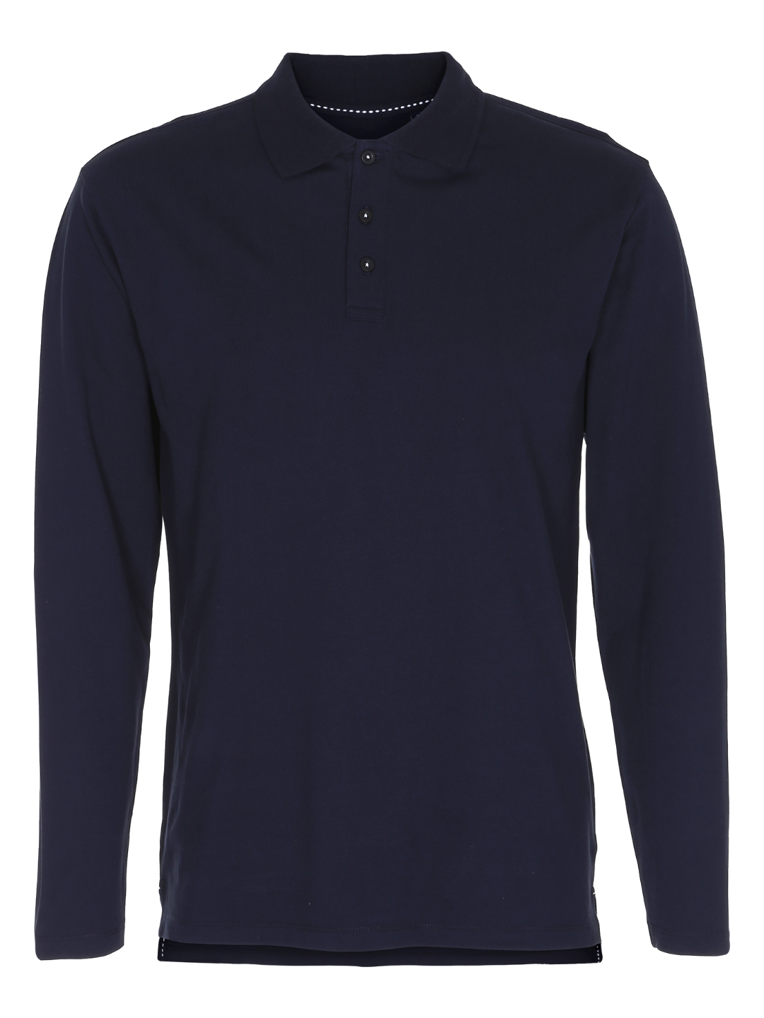 Stretch Langærmet Poloshirt Herre, Navyblå