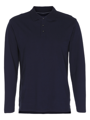 Stretch Langærmet Poloshirt Herre, Navyblå
