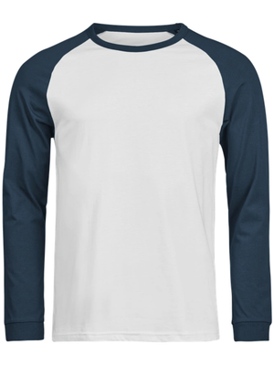 Baseball tofarvet langærmet t-shirt, Hvid/Navyblå