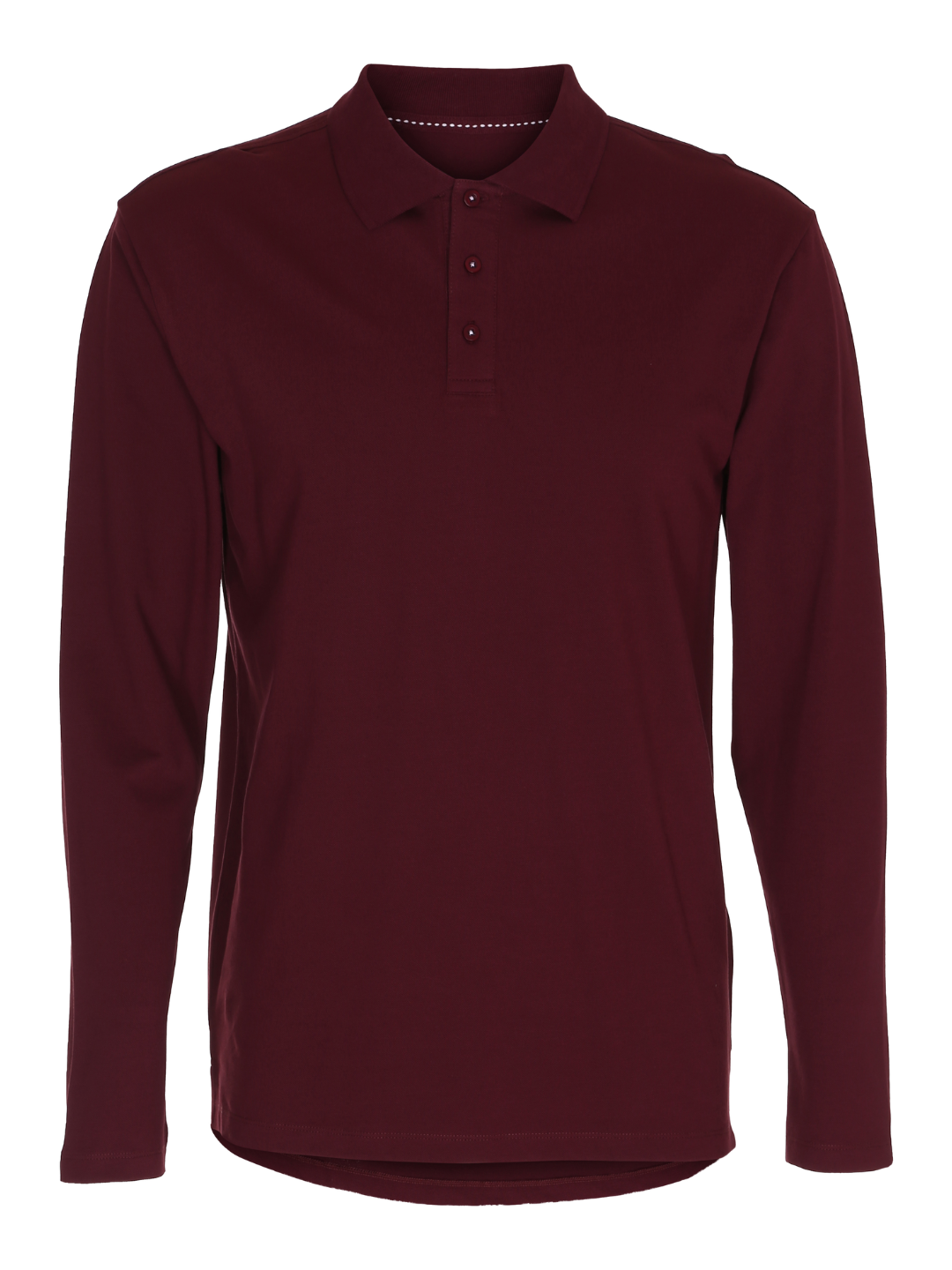 Stretch Langærmet Poloshirt Herre, Bordeaux