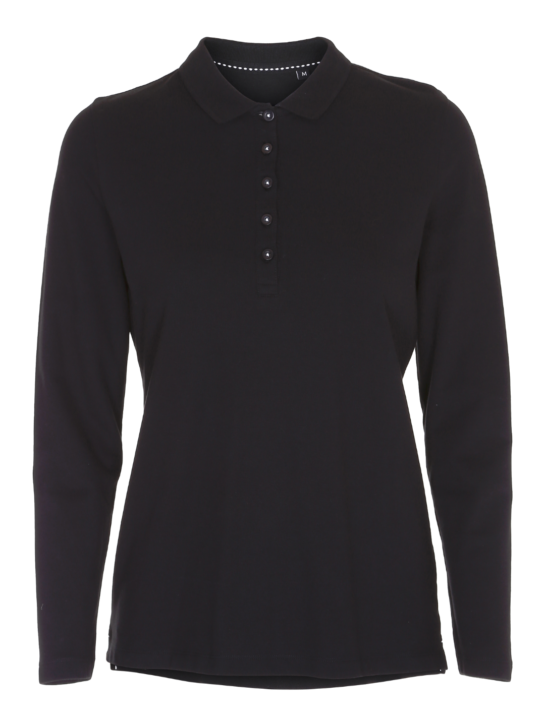 Stretch Langærmet Poloshirt Dame, Sort