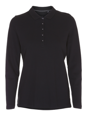 Stretch Langærmet Poloshirt Dame, Sort