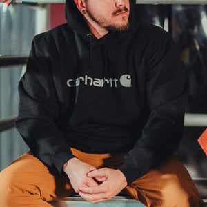 Hættetrøje Signature Logo Midweight, Herre, Sort - Carhartt 100074 - BLK