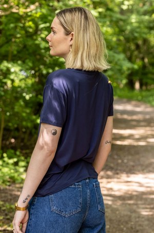 Bambus Dame T-shirt "Mindset is everything" i Navy – Vimpulze