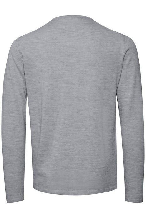 Kent Merino Knitted Pullover, Light Grey Melange - Casual Friday 20501343 - 50813