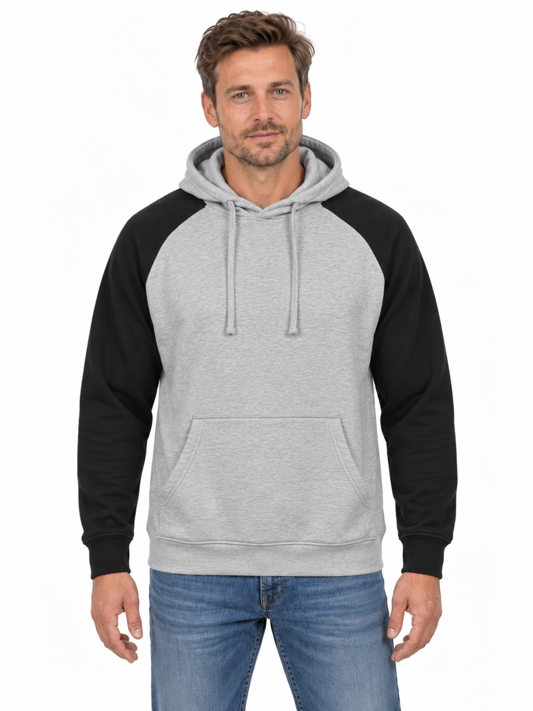 Tofarvet hoodie, Grå/Sort
