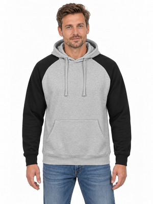 Tofarvet hoodie, Grå/Sort