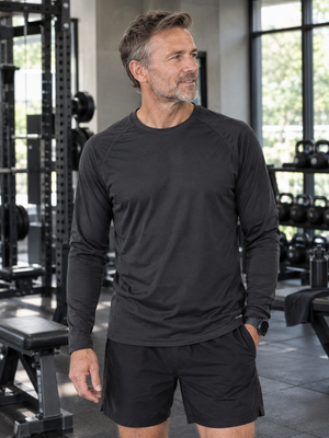 Langærmet Trænings T-shirt Herre, Sort