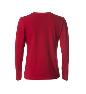 Basic Dame T-shirt med langeærmer - Rød - Clique 029034