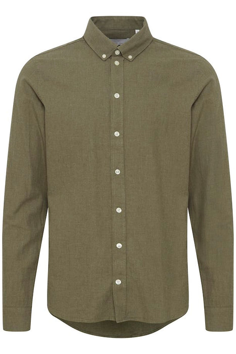 Anton Long Sleeved Shirt, Burnt Olive Melange - Casual Friday 20504573 - 1805211