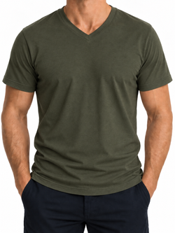 Comfort V-neck T-shirt Herre, Armygrøn