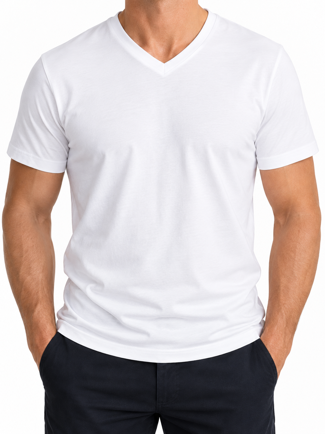 Comfort V-neck T-shirt Herre, Hvid
