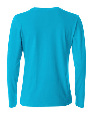 Basic Dame T-shirt med langeærmer - Tyrkis - Clique 029034