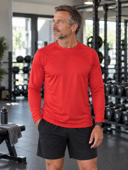 Langærmet Trænings T-shirt Herre, Rød