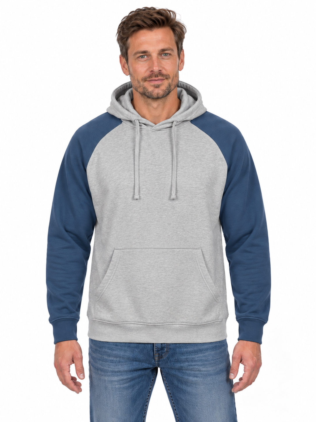 Tofarvet hoodie, Grå/Navyblå