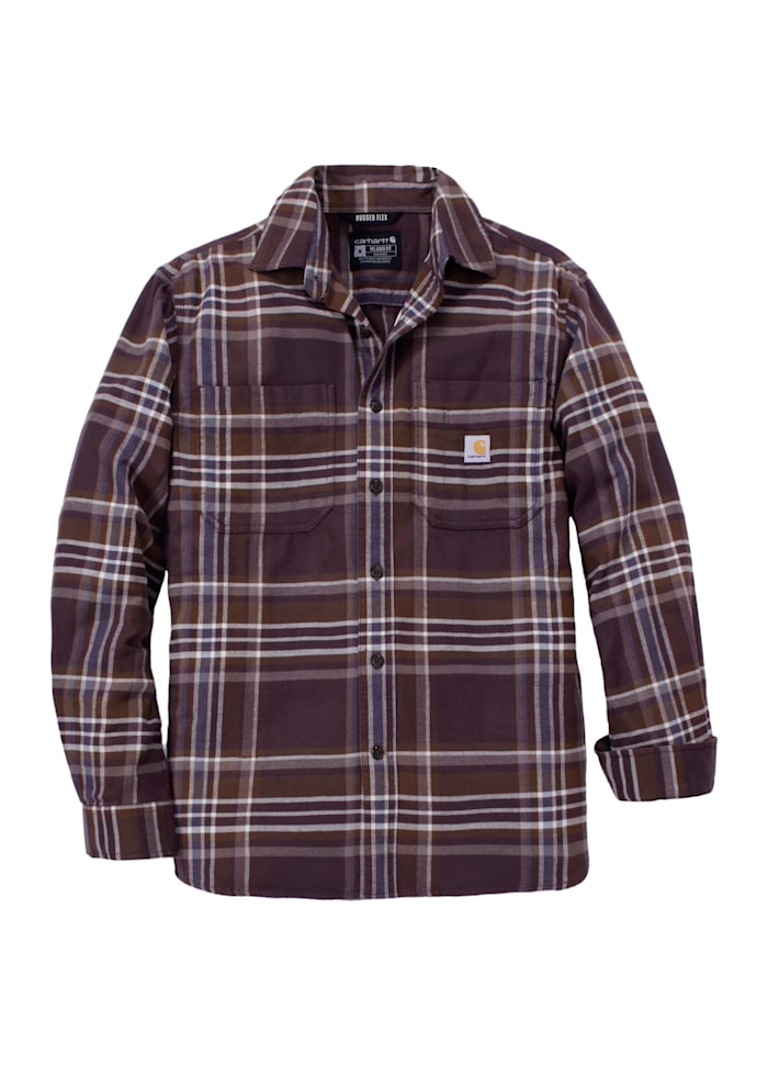 Carhartt flannelskjorte med lange ærmer, Dark Serpia - 107010