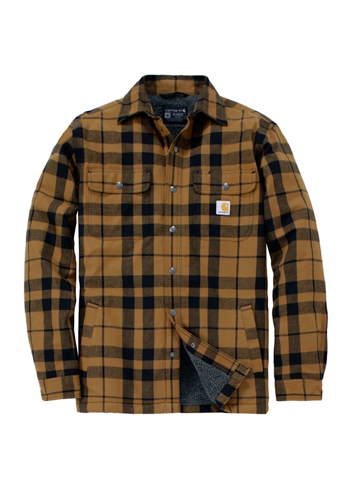 Carhartt flannelskjortejakke med sherpa-for, Brun - 107017