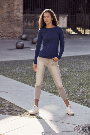 Basic Dame T-shirt med langeærmer - Navy Blå - Clique 029034