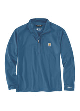 Carhartt T-shirt med halv lynlås og mock neck, Dark Horizon Blue  - 106423